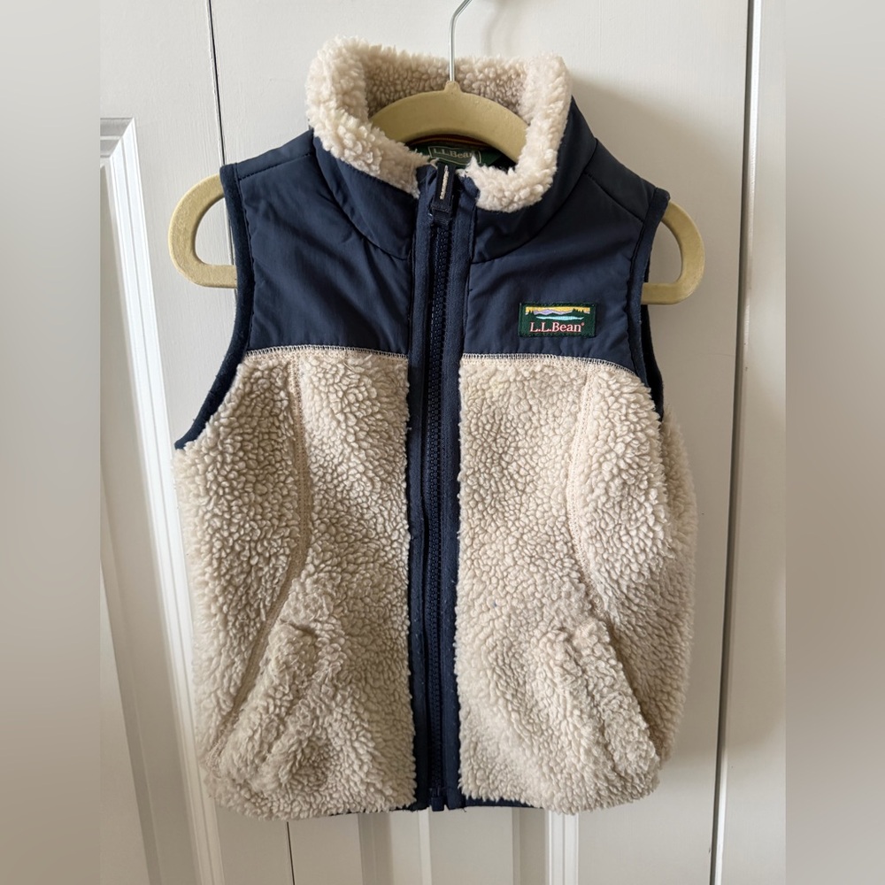 L.L. Bean Navy and Cream Sherpa Vest 2T